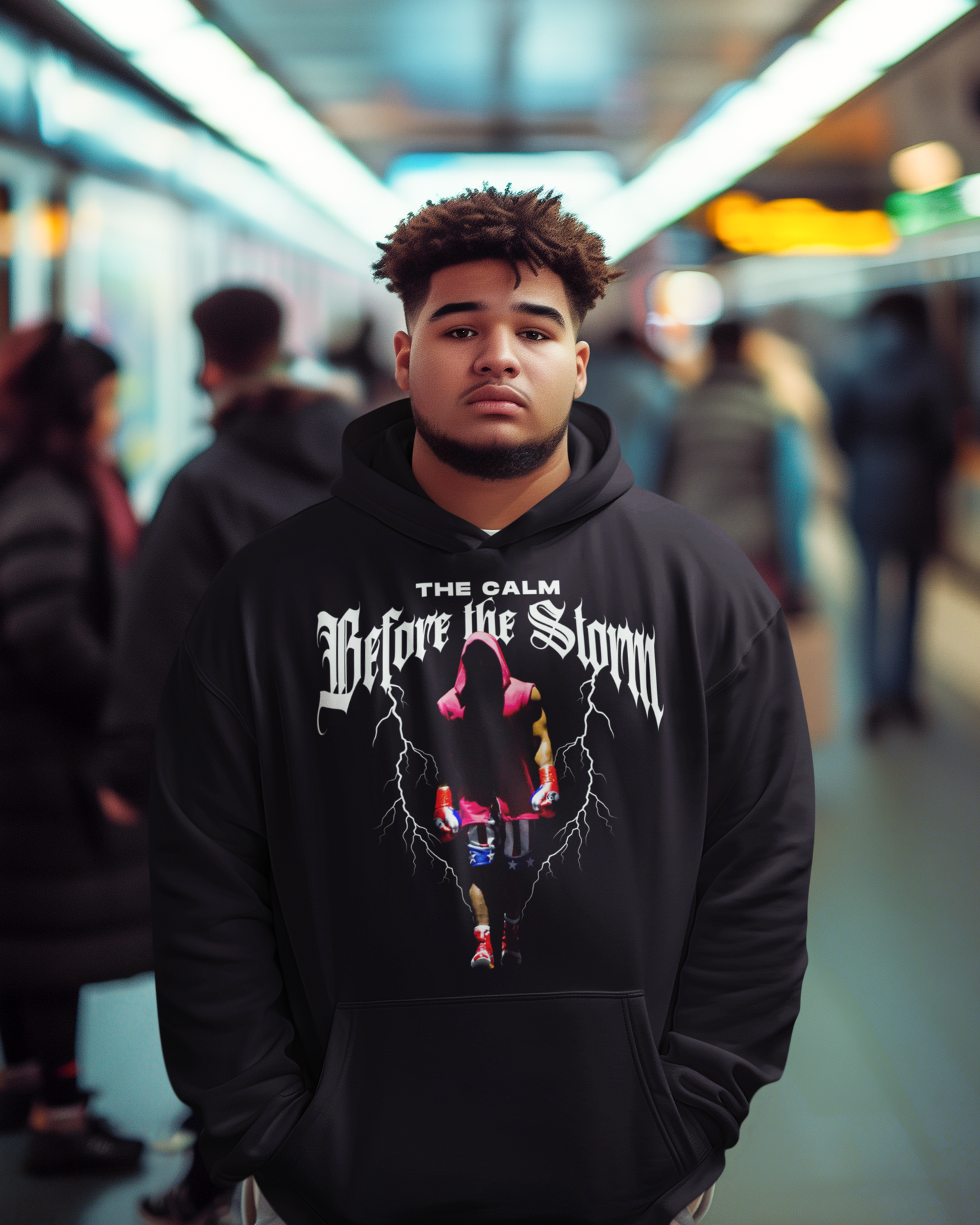 Storm man - HigherBlanks Premium Hoodie - Mit Taschendruck